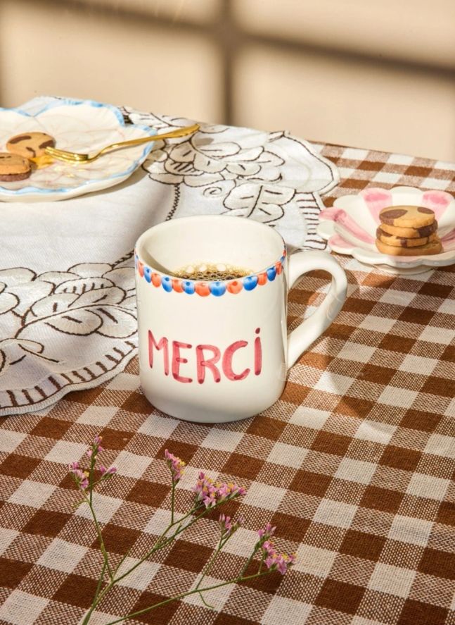 Mug en céramique Merci | Ecru