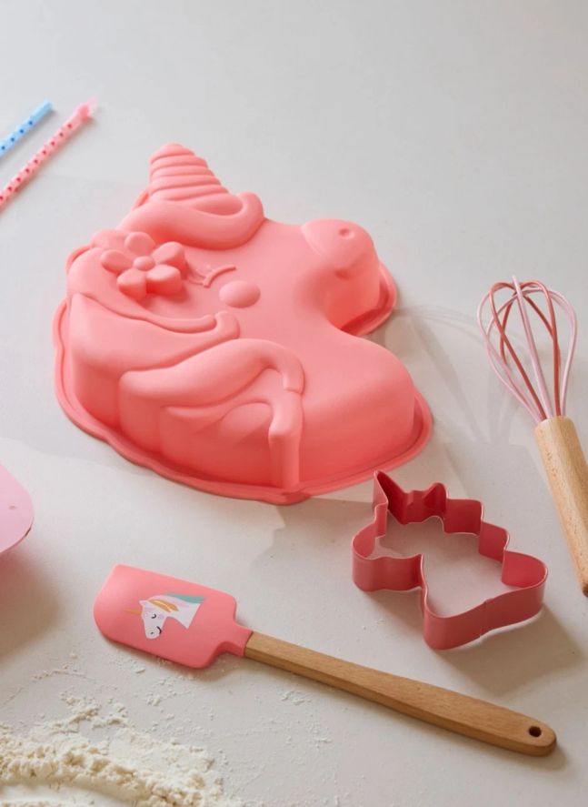 Molde de silicona de unicornio con accesorios | Rosa