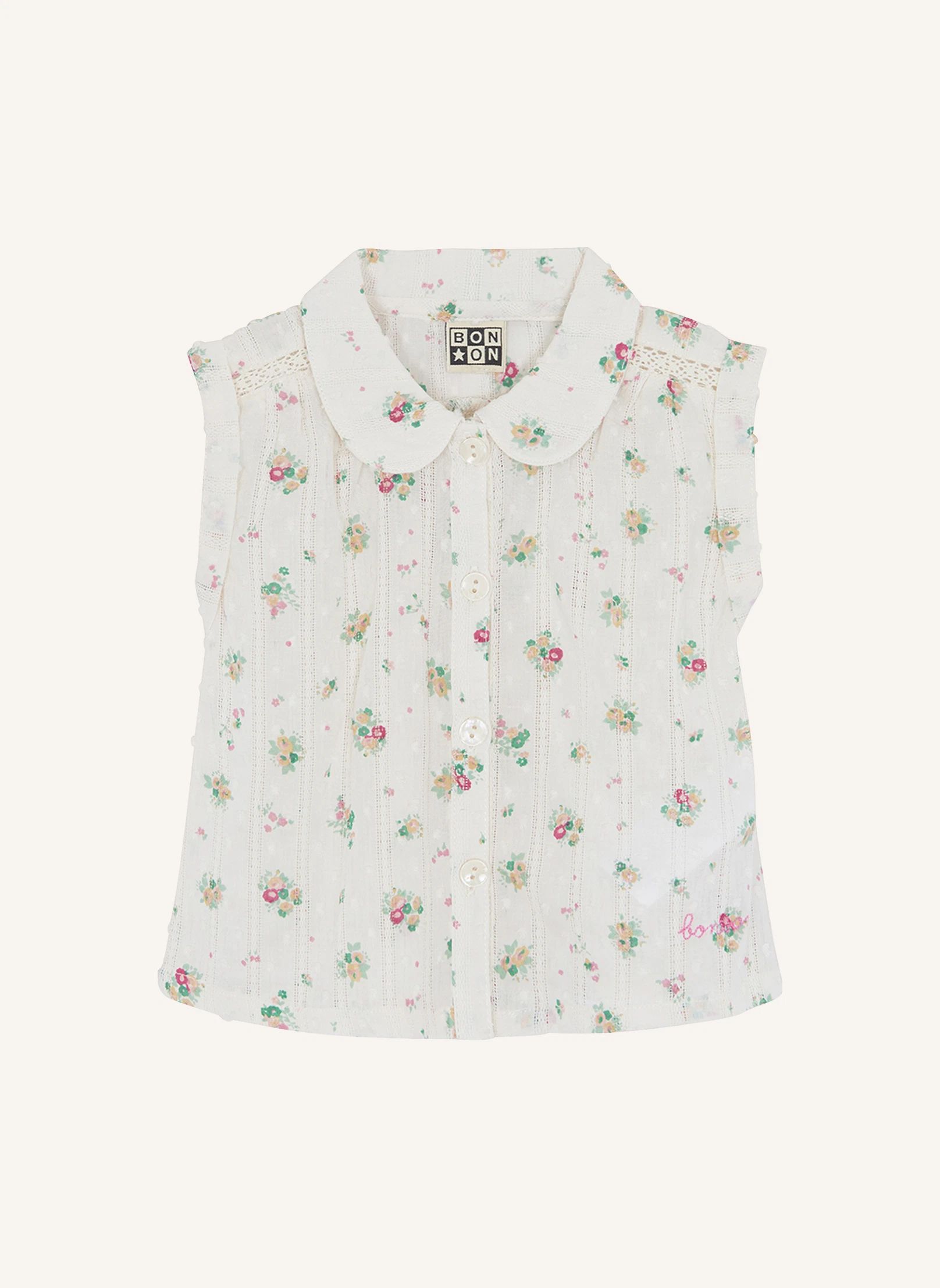 Chemise Col Claudine Lorelei Bouquets | Ecru- Image produit n°0