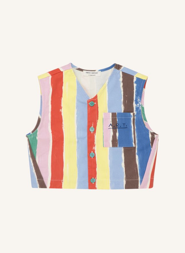 Gilet Sans Manches Rayé | Bleu