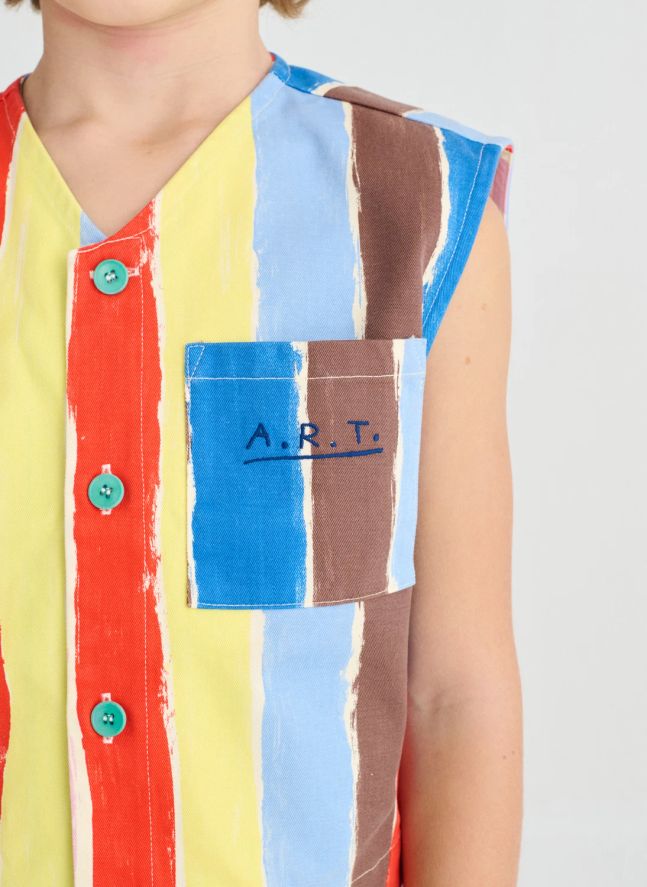 Gilet Sans Manches Rayé | Bleu