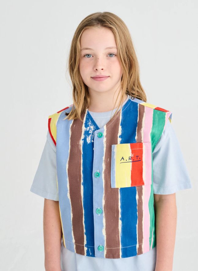 Gilet Sans Manches Rayé | Bleu