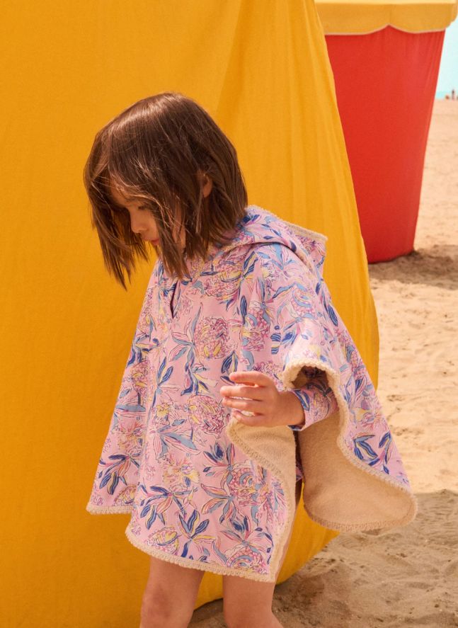 Poncho de bain Mael en coton bio | Rose pâle
