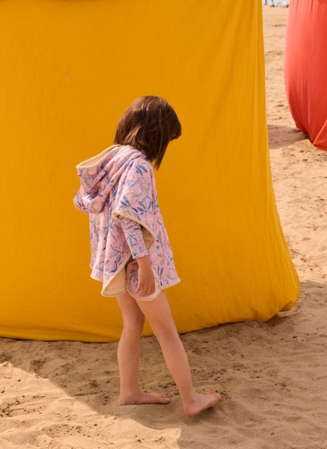Poncho de bain Mael en coton bio | Rose pâle