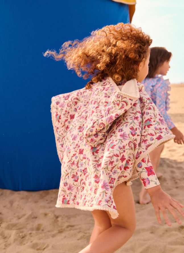 Poncho de bain Mael en coton bio | Crème