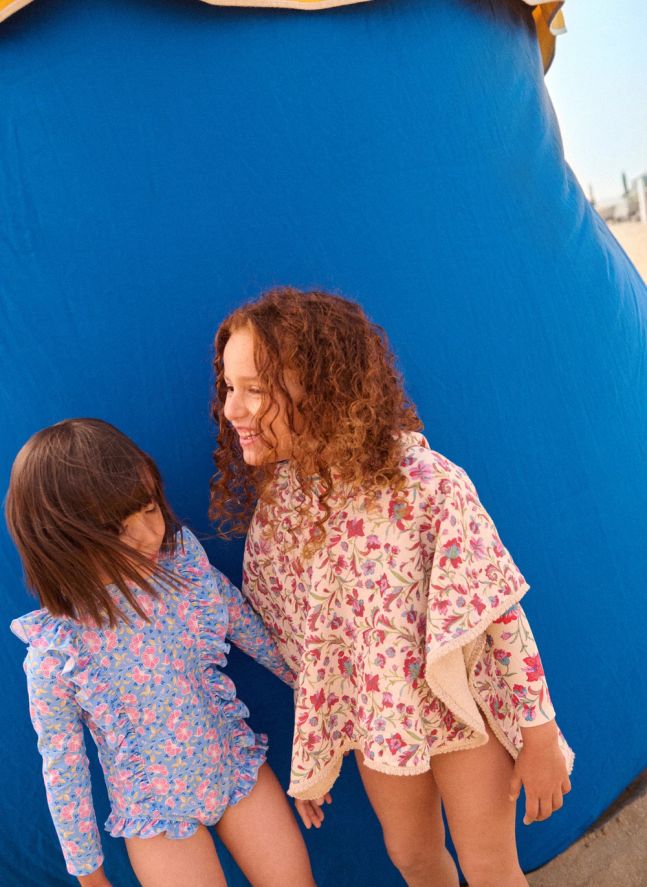 Poncho de bain Mael en coton bio | Crème