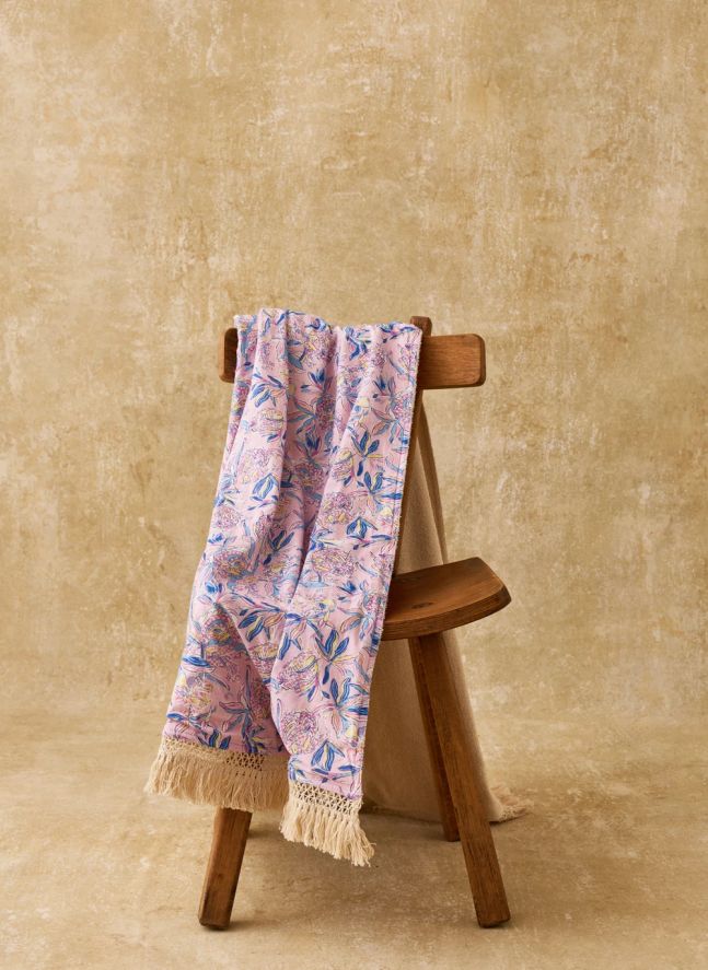 Serviette de plage Lana en coton bio | Rose pâle