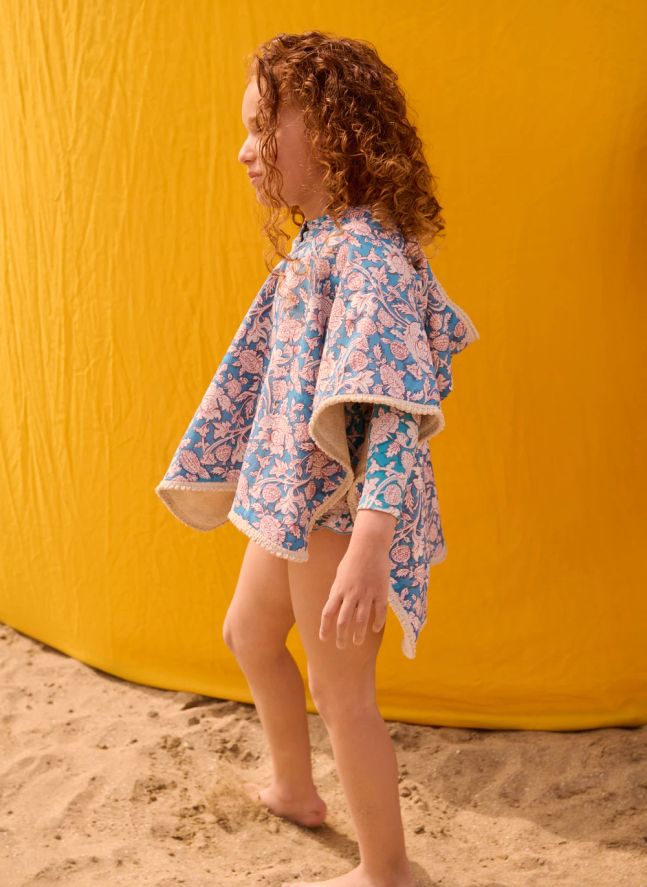 Poncho de bain Mael en coton bio | Bleu