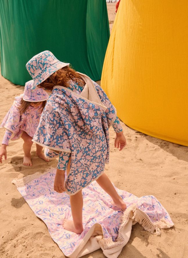 Poncho de bain Mael en coton bio | Bleu