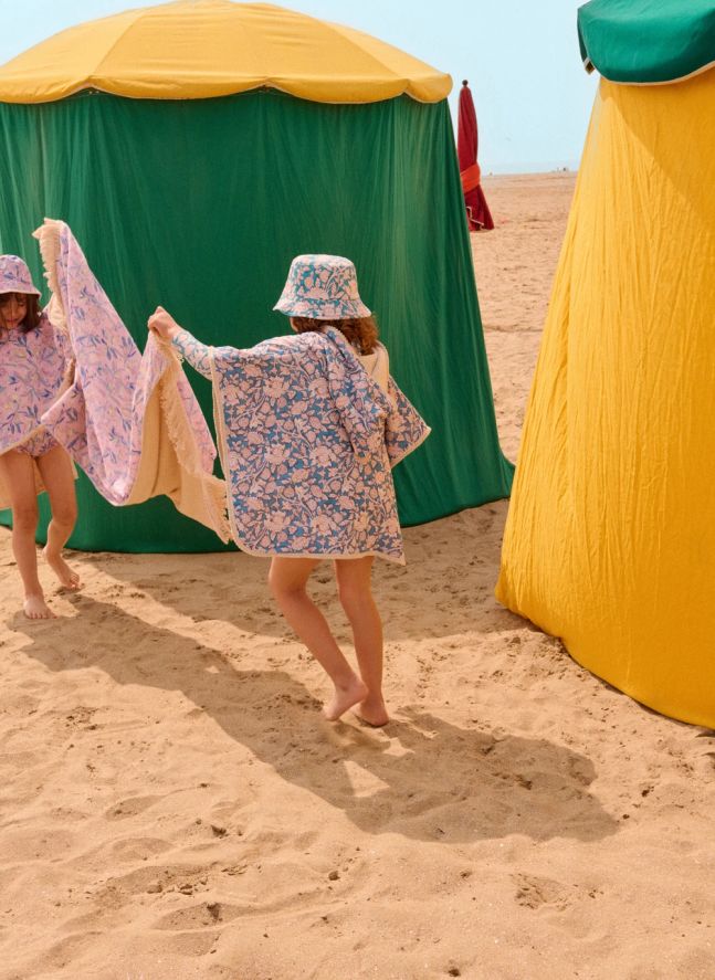 Poncho de bain Mael en coton bio | Bleu