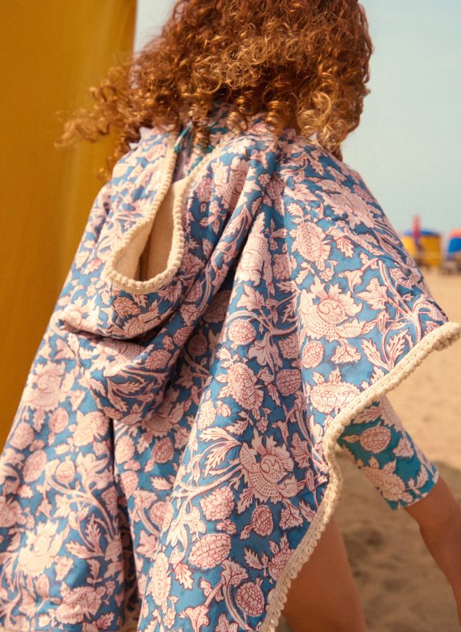 Poncho de bain Mael en coton bio | Bleu