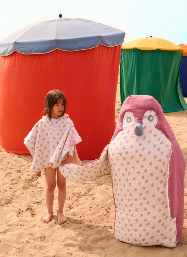 Poncho de bain Mael en coton bio | Ecru