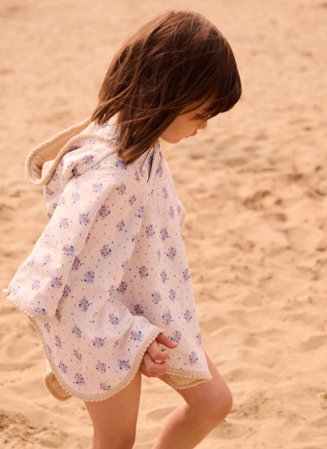 Poncho de bain Mael en coton bio | Ecru