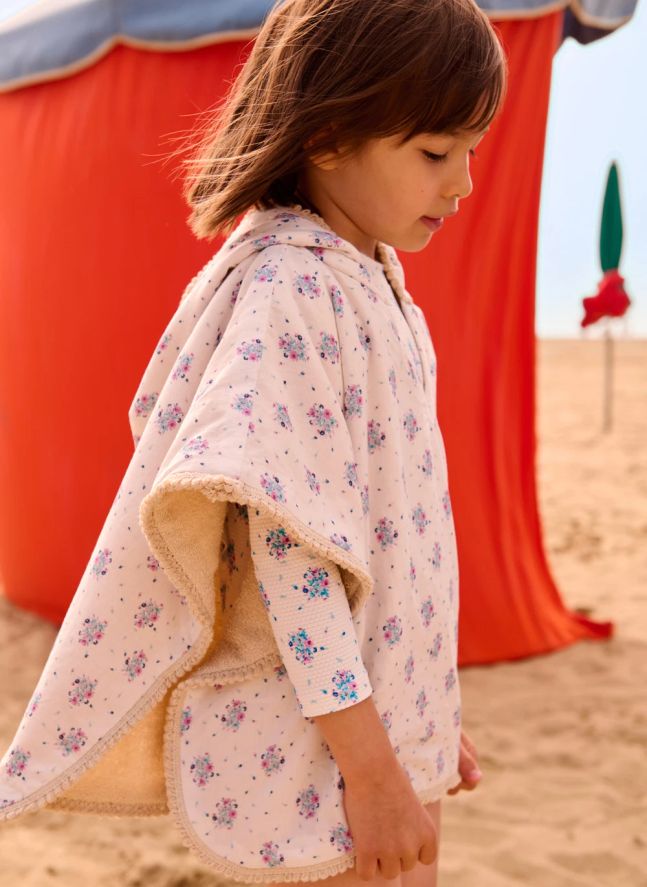 Poncho de bain Mael en coton bio | Ecru