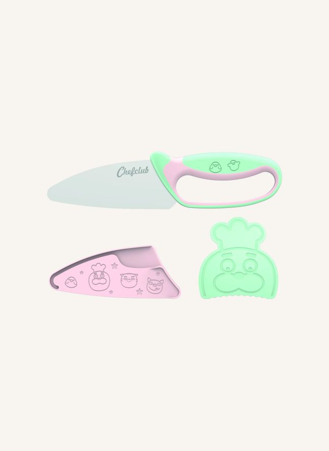 Couteau avec protège doigts | Rose pâle