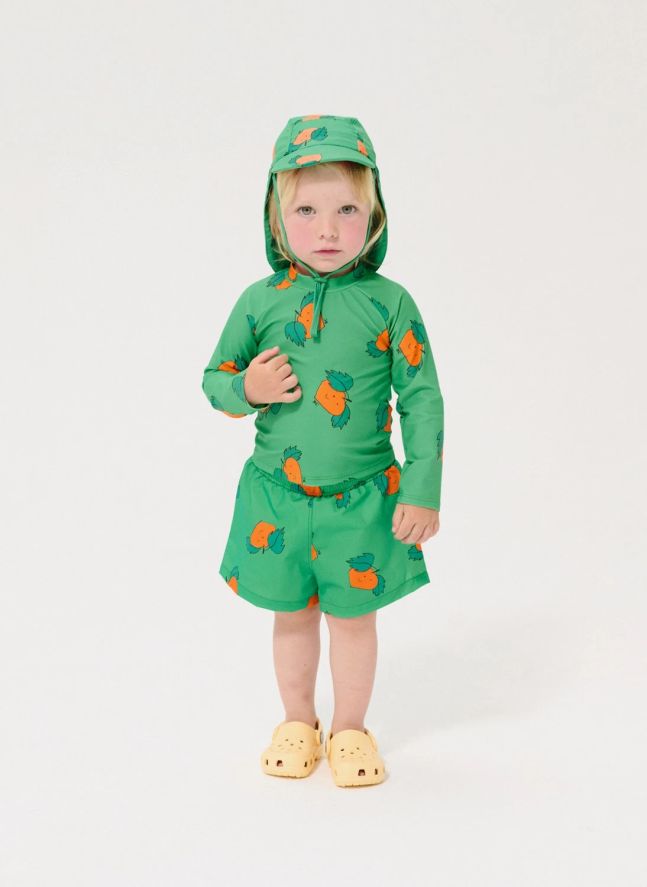 Camiseta de baño para bebé de fibra reciclada naranja anti-UV | Verde