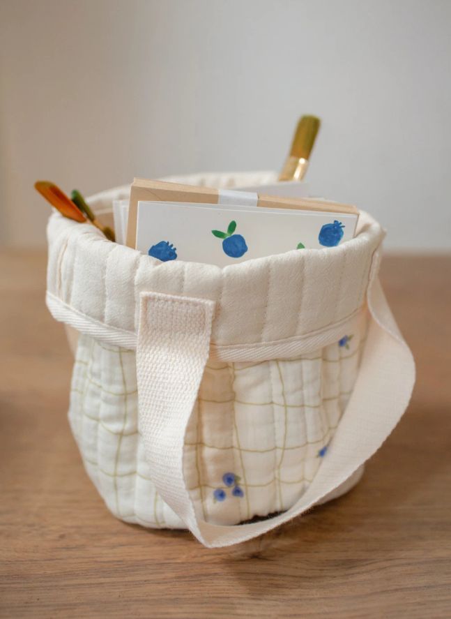 Panier de rangement Blueberries en coton bio