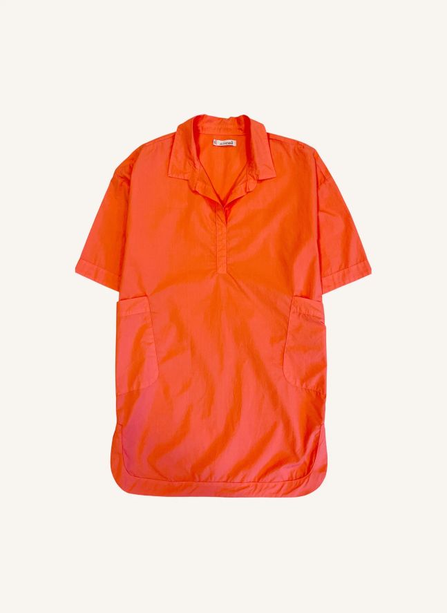 Cadaques Oversize Shirt Dress | Tangerine