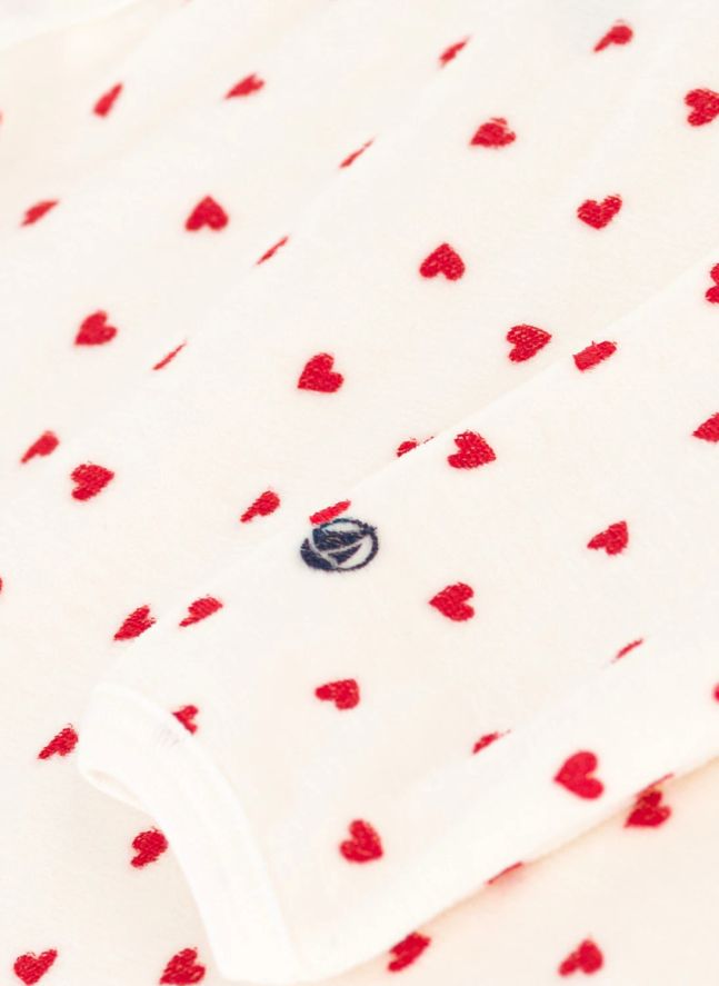Pyjama Dors Bien Cœurs Velours Coton Bio | Blanc