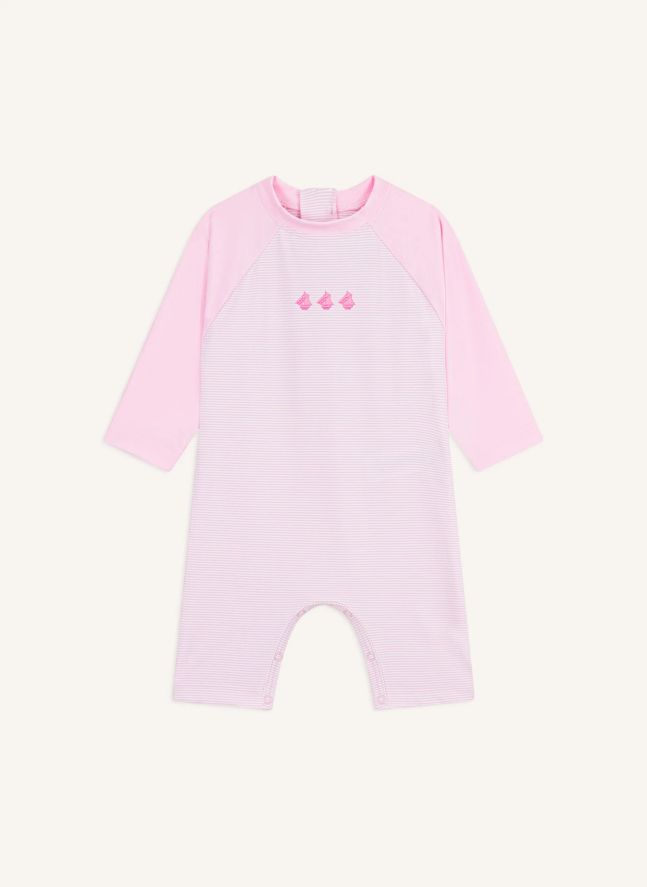 Traje a rayas con protección UV | Rosa