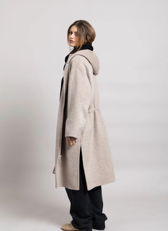 Manteau à Capuche Equinoxe Laine | Gris perle