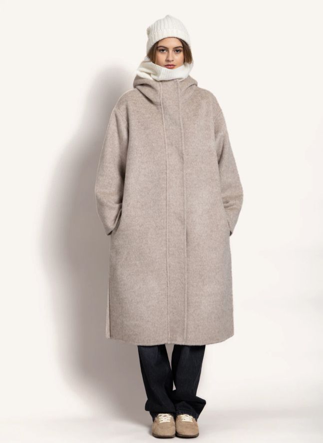 Manteau à Capuche Equinoxe Laine | Gris perle