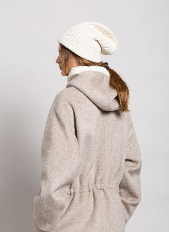 Manteau à Capuche Equinoxe Laine | Gris perle