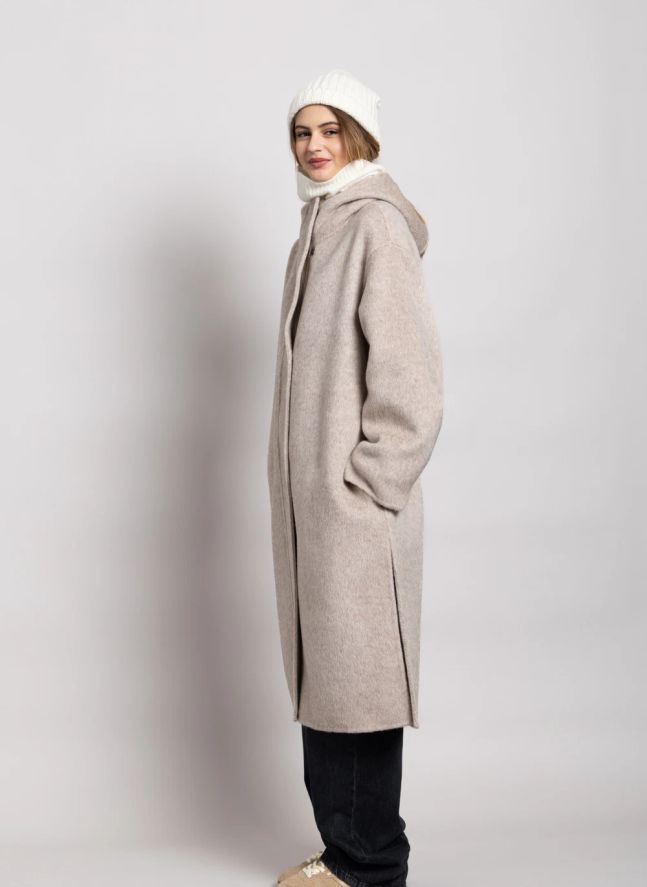 Manteau à Capuche Equinoxe Laine | Gris perle