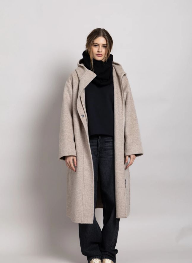 Manteau à Capuche Equinoxe Laine | Gris perle