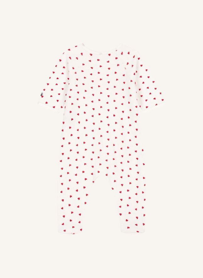 Pyjama Dors Bien Cœurs Velours Coton Bio | Blanc