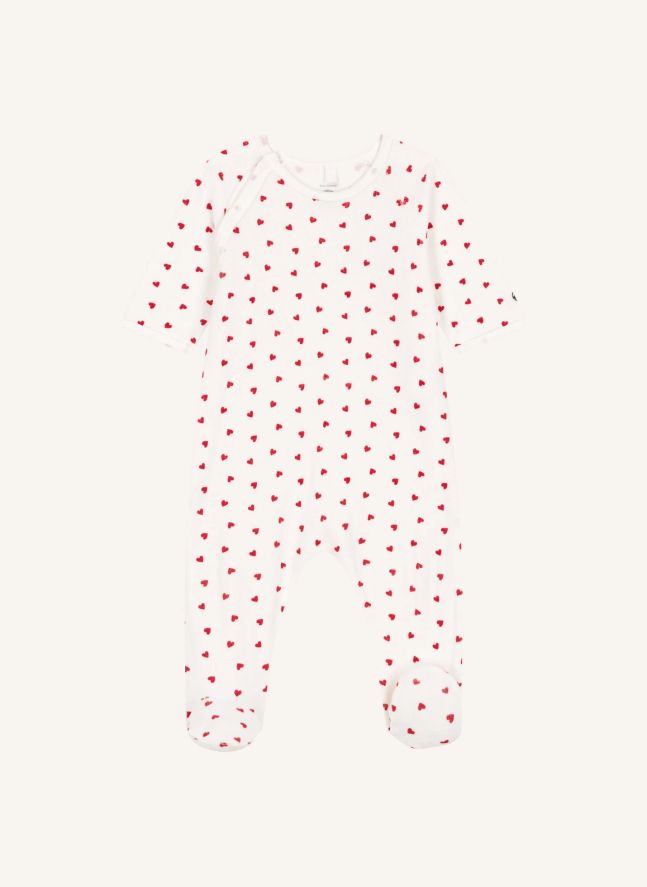 Pyjama Dors Bien Cœurs Velours Coton Bio | Blanc