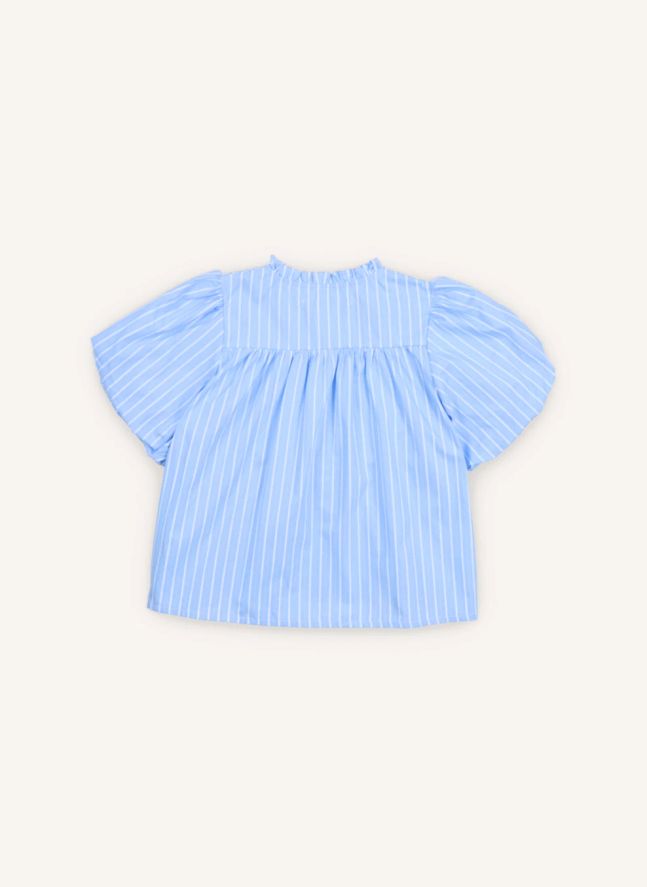 Blouse Manches Bouffantes Ficus Rayée | Bleu Clair