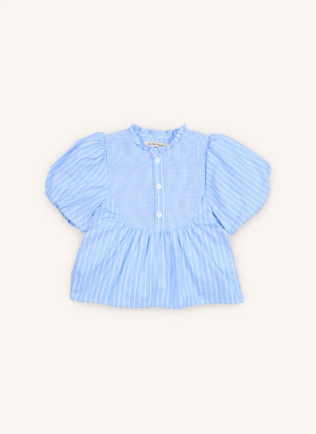 Blouse Manches Bouffantes Ficus Rayée | Bleu Clair