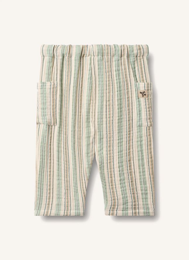 Arne Pantalones de rayas de algodón orgánico | Verde Pálido