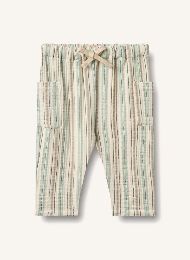 Arne Pantalones de rayas de algodón orgánico | Verde Pálido