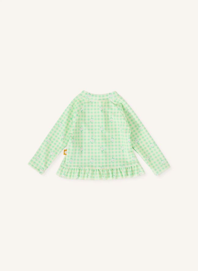 Camiseta de baño con protección UV Azulejos florales | Verde