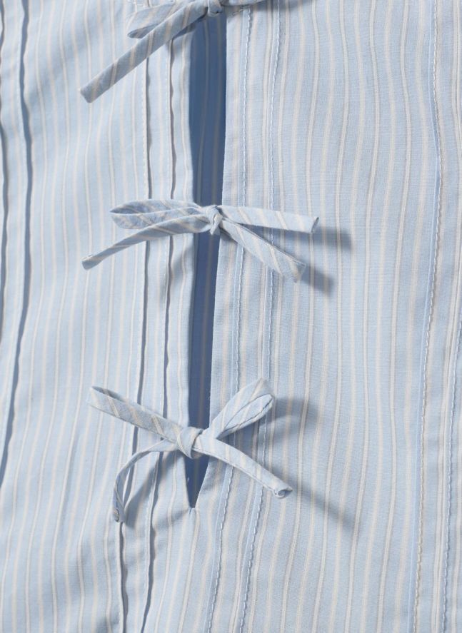 Blouse Volants Juliette Rayée | Bleu pâle