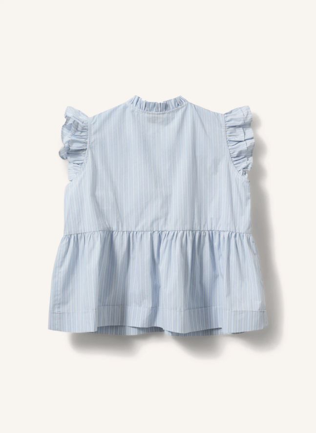 Blouse Volants Juliette Rayée | Bleu pâle