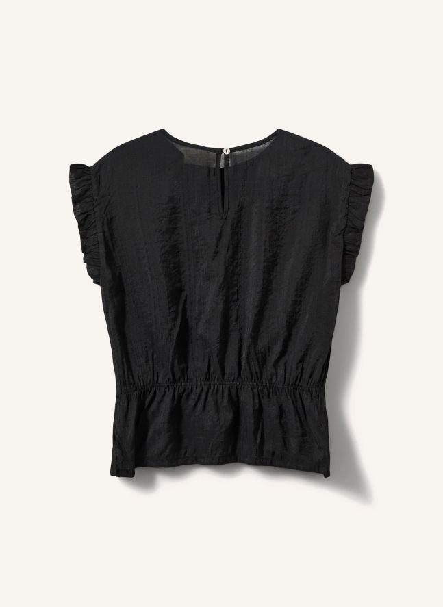 Top sin mangas con volantes Samilia | Negro