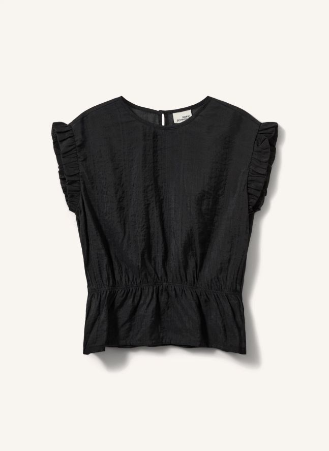 Top sin mangas con volantes Samilia | Negro