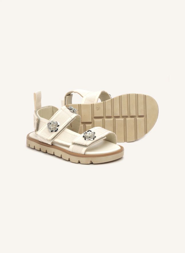 Sandales Double Scratchs Fleurs | Blanc