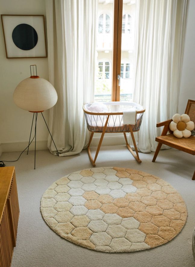 Tapis rond Honeycomb | Golden sand