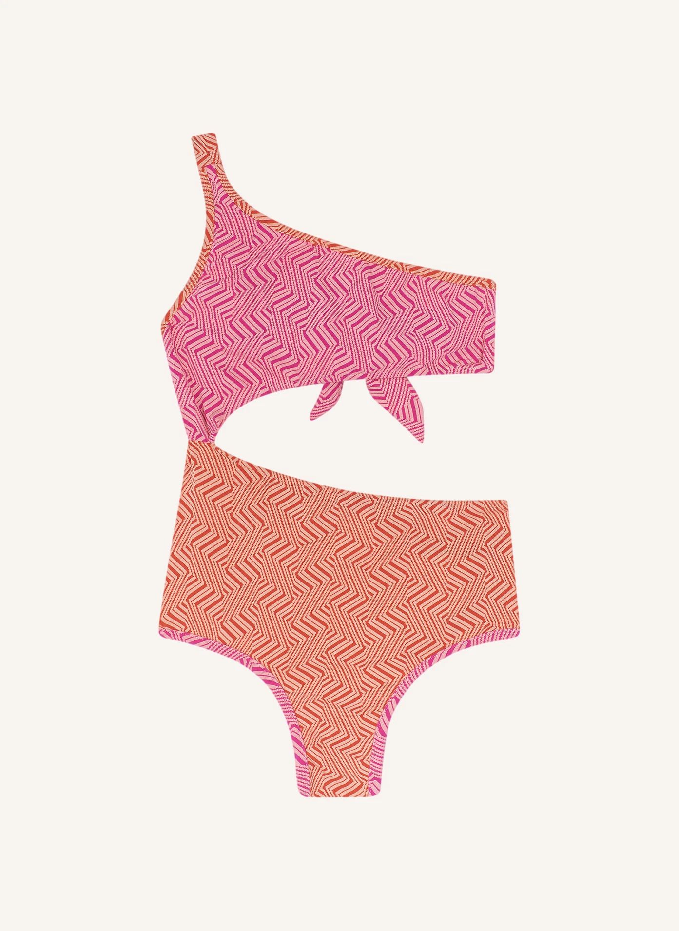 Maillot de Bain Asymétrique Elle Abstrait | Rose- Image produit n°0