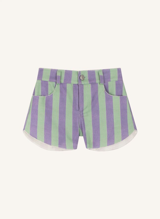 Short Denim Pistachio Rayé | Violet