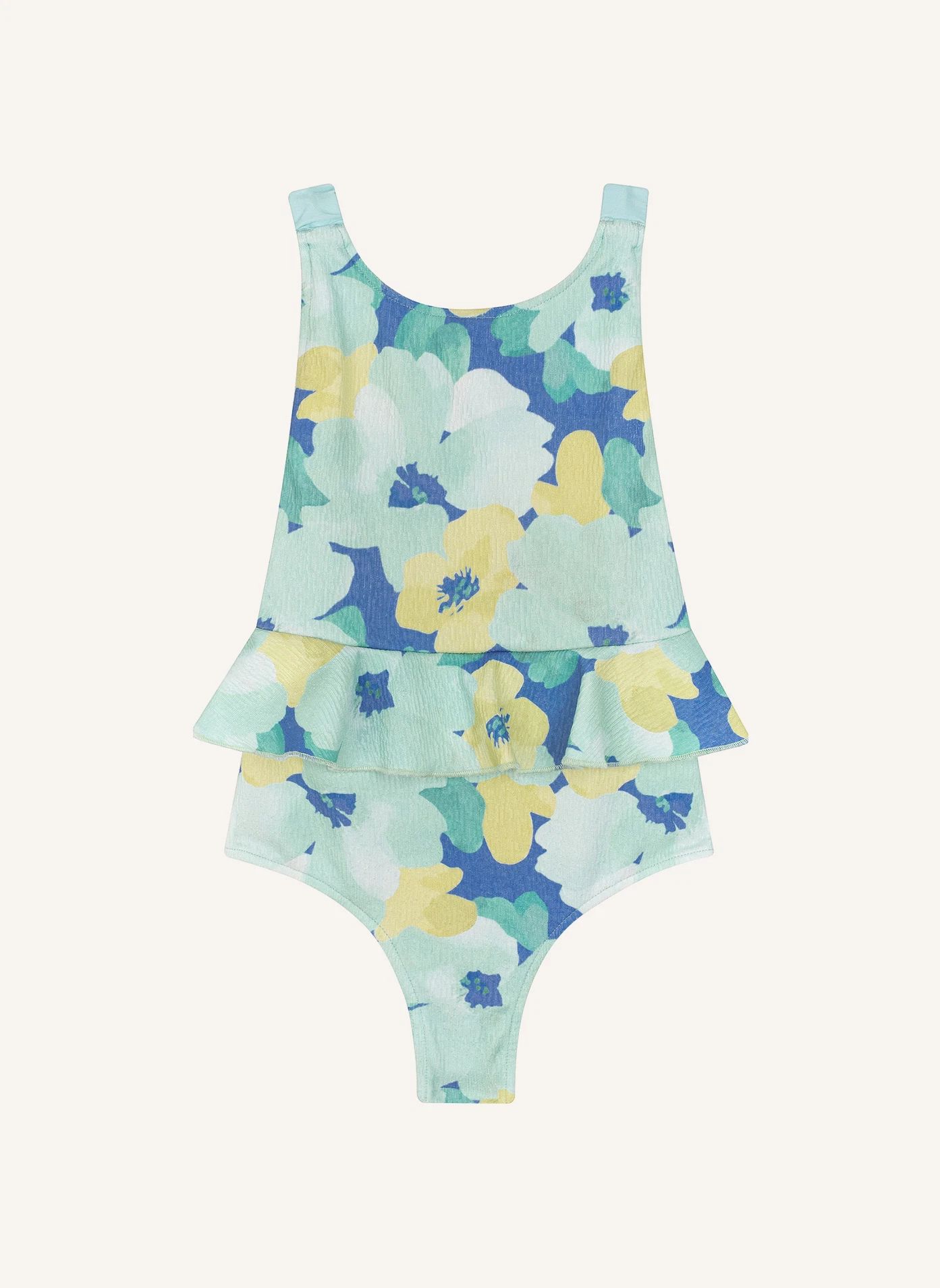 Maillot de Bain Volants Winnie Fleuri Texturé | Bleu pâle- Image produit n°0