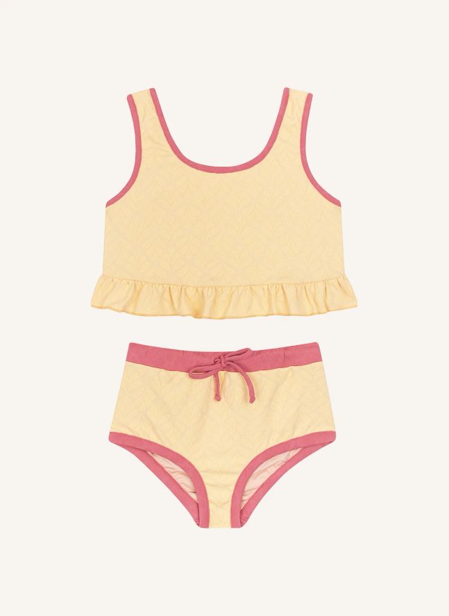 Maillot de Bain Volants Mila Feuilles Texturé | Jaune pâle