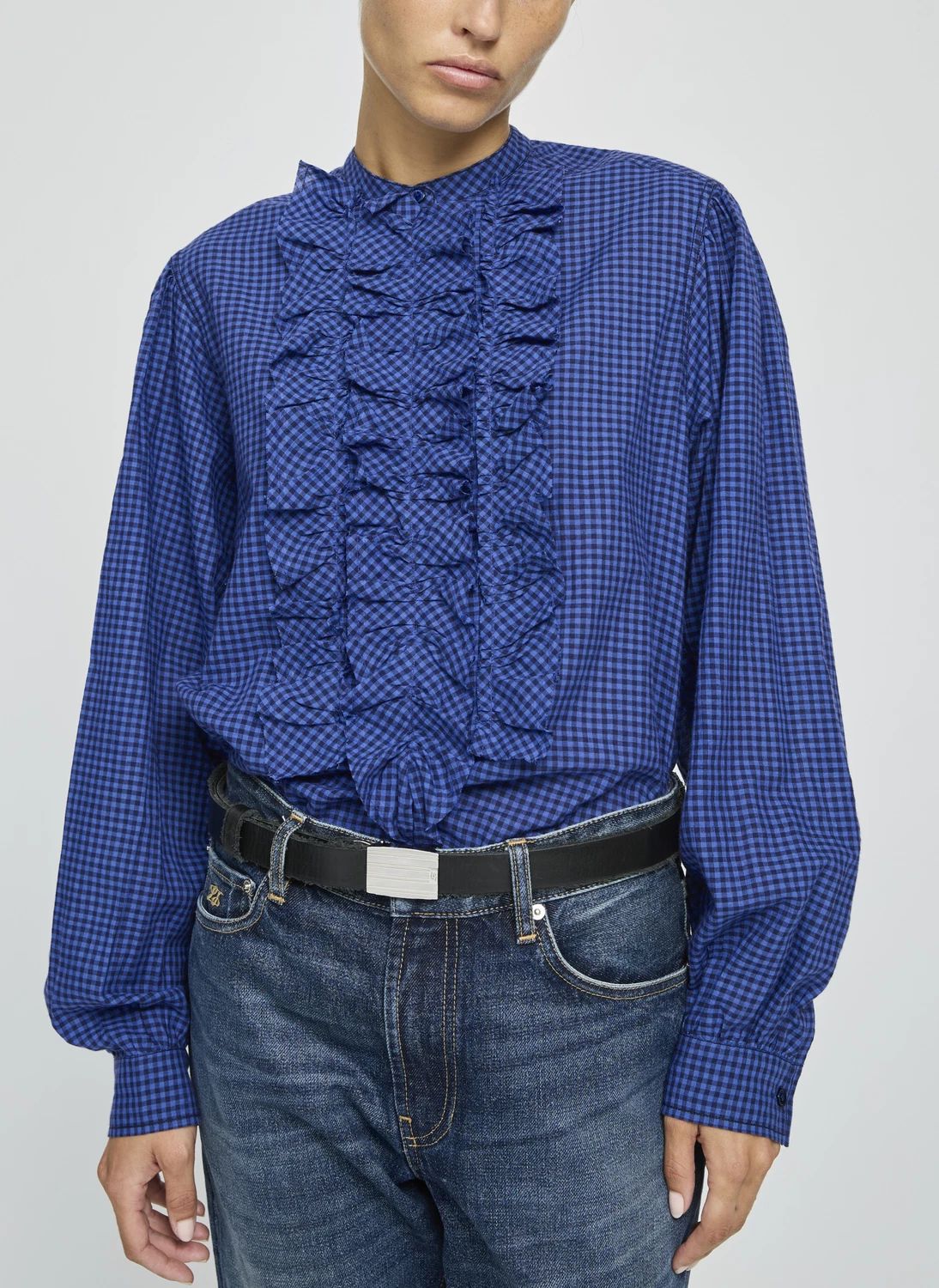 Blouse Vichy Magrita Coton | Bleu- Image produit n°1