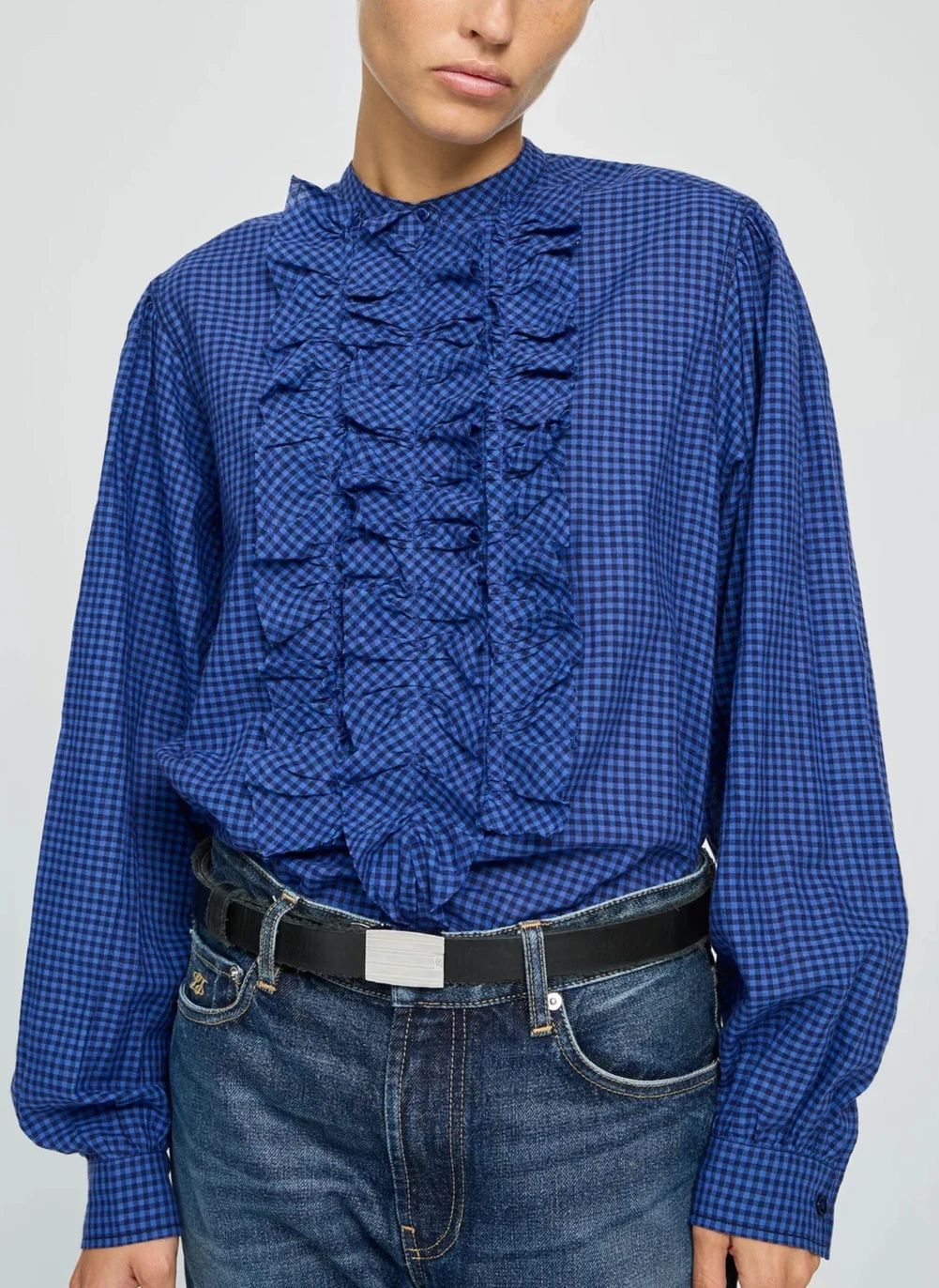 Blouse Vichy Magrita Coton | Bleu- Image produit n°2