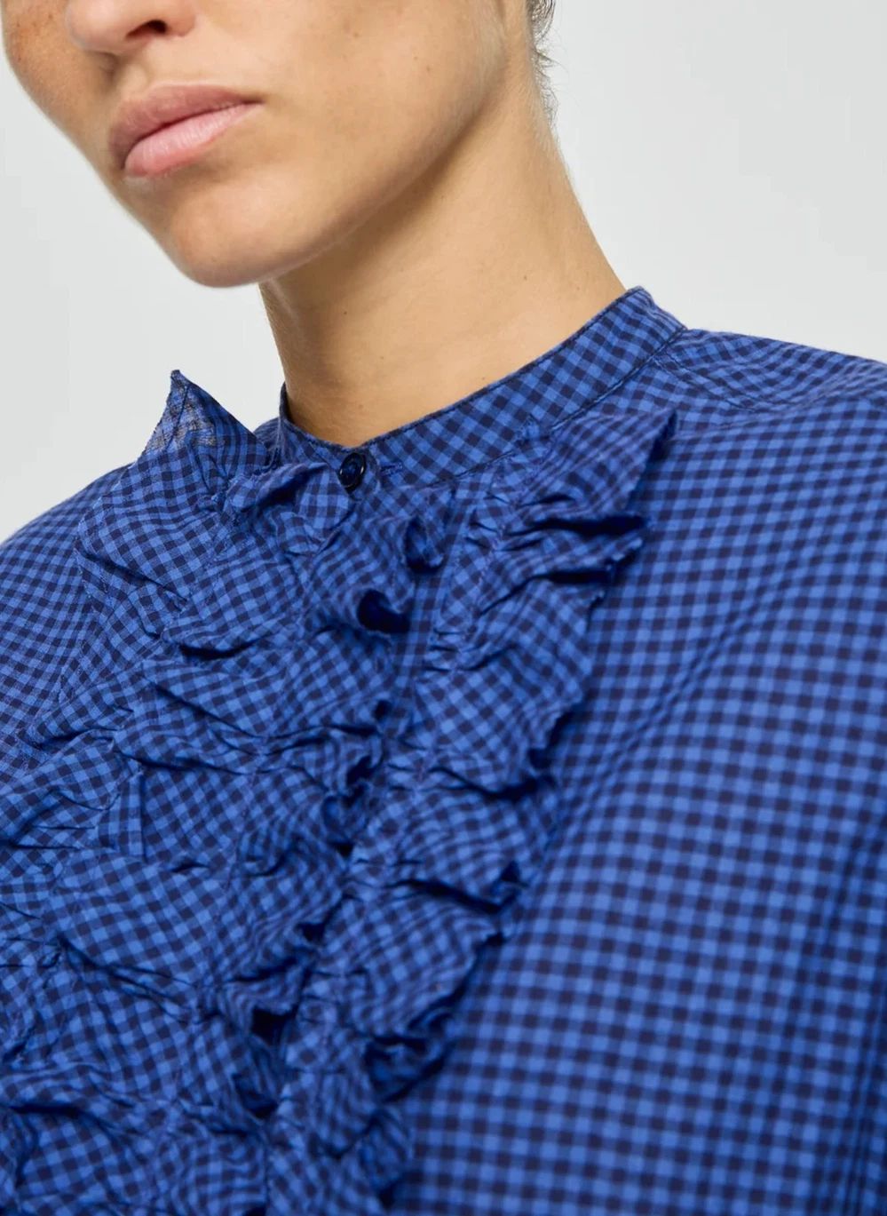 Blouse Vichy Magrita Coton | Bleu- Image produit n°5