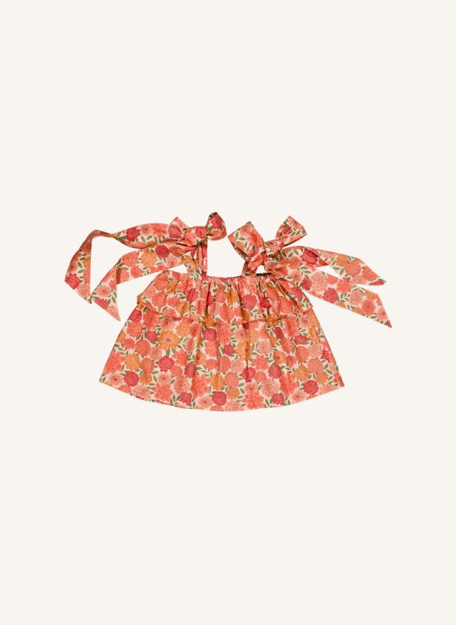 Blouse Castille Fleurs Coton Bio | Corail
